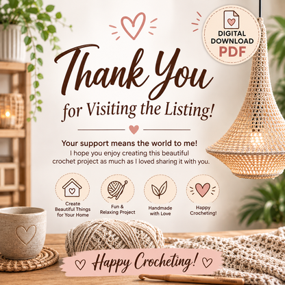 Rustic Crochet Chandelier Lamp Pattern | Pendant Light Shade | (Digital Download)