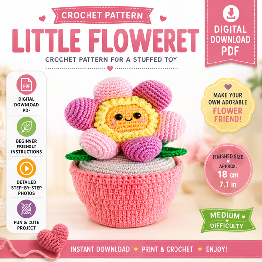 Little Floweret Crochet Pattern | Cute Flower Amigurumi Pattern | (Digital Download)