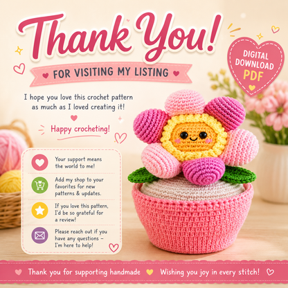 Little Floweret Crochet Pattern | Cute Flower Amigurumi Pattern | (Digital Download)