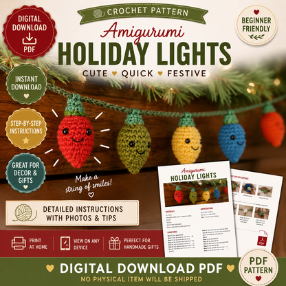 Amigurumi Holiday Lights Crochet Pattern (Digital Download)