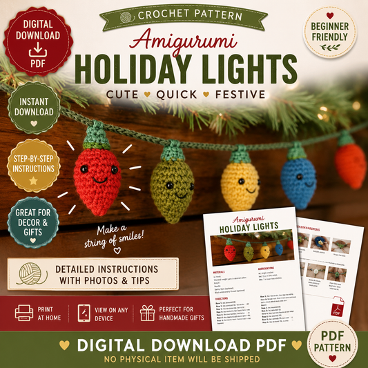 Amigurumi Holiday Lights Crochet Pattern (Digital Download)