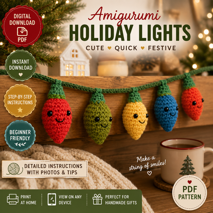 Amigurumi Holiday Lights Crochet Pattern (Digital Download)