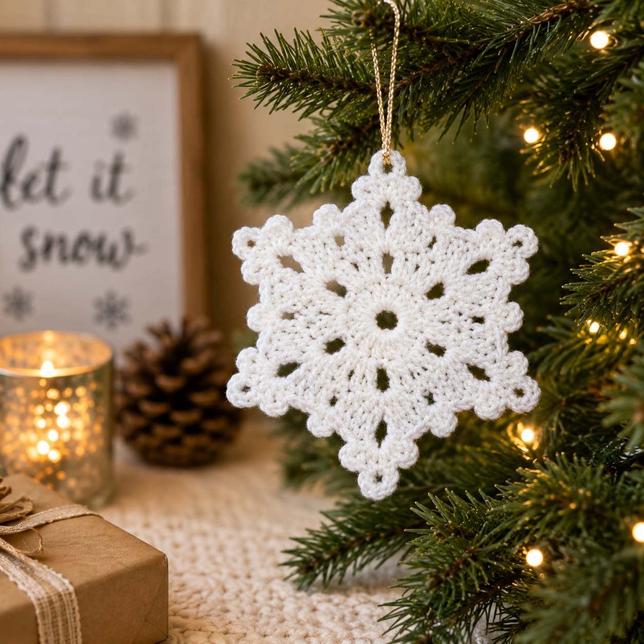 Crochet Snowflake Ornament Pattern | Christmas Tree Decoration | (Digital Download)
