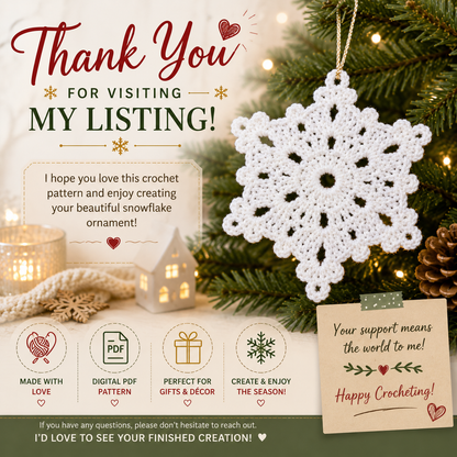 Crochet Snowflake Ornament Pattern | Christmas Tree Decoration | (Digital Download)