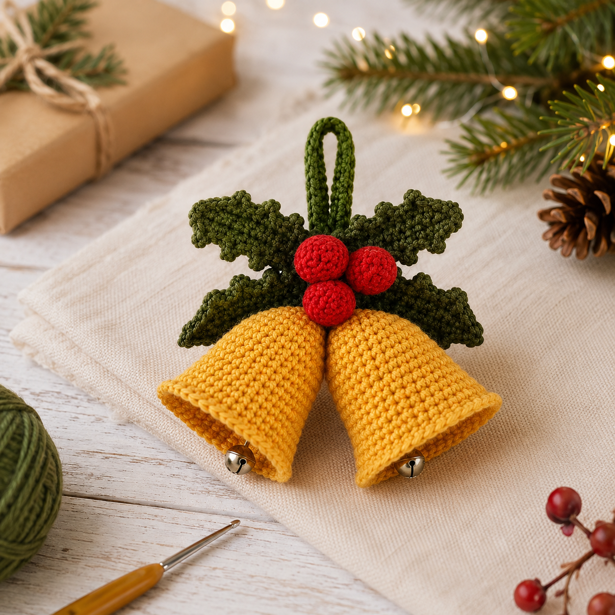 Christmas Bells Crochet Pattern  | Holiday Bell Ornament | (Digital Download)