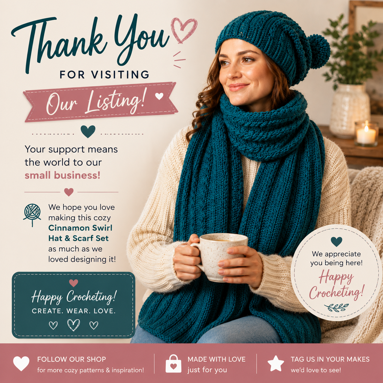 Cinnamon Swirl Hat & Scarf Set Crochet Pattern (Digital Download)