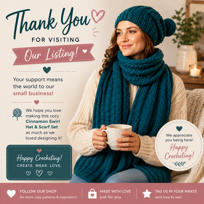 Cinnamon Swirl Hat & Scarf Set Crochet Pattern (Digital Download)