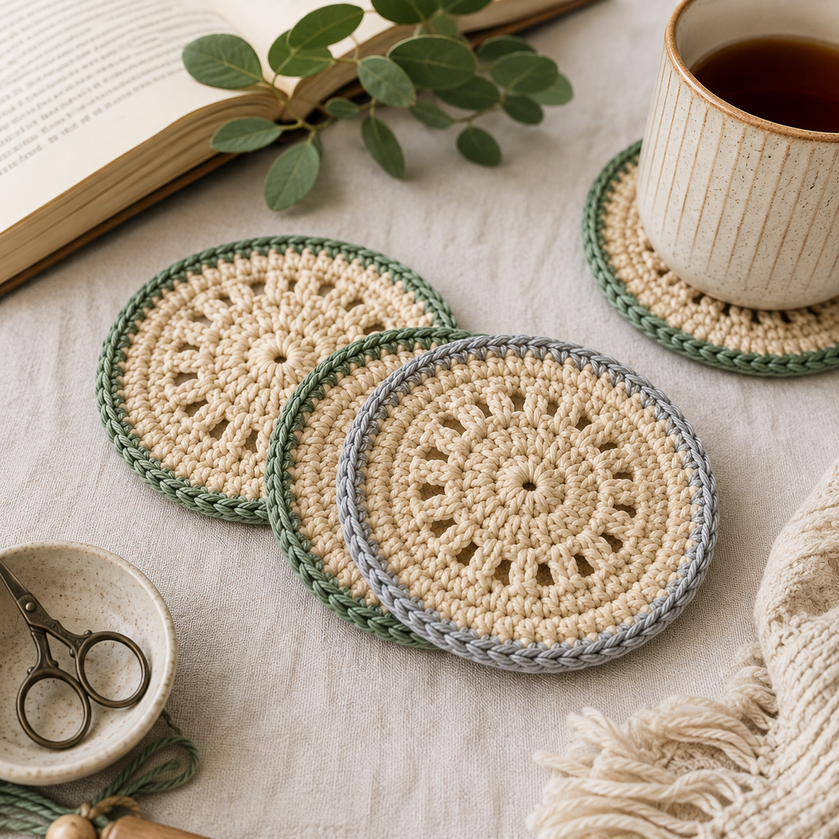 Circular Crochet Coasters Pattern (Digital Download)