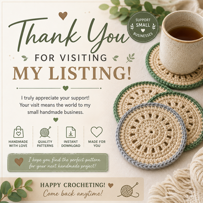 Circular Crochet Coasters Pattern (Digital Download)
