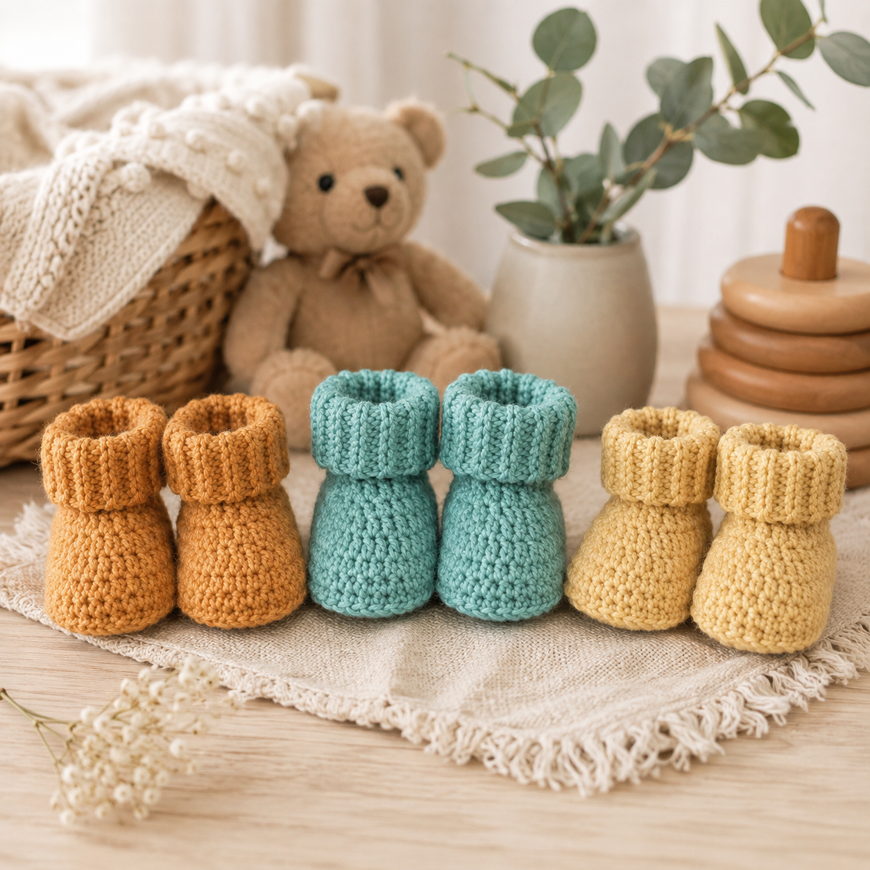 Classic Baby Boots Crochet Pattern – Baby Booties in 3 Sizes – (Instant Digital Download)