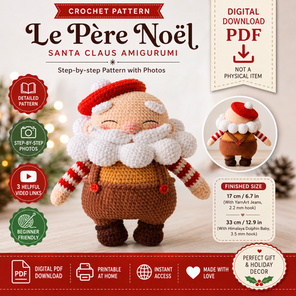 Le Père Noël Santa Claus Crochet Pattern (Digital Download)