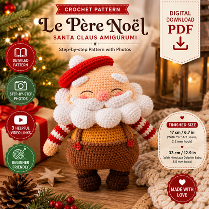Le Père Noël Santa Claus Crochet Pattern (Digital Download)