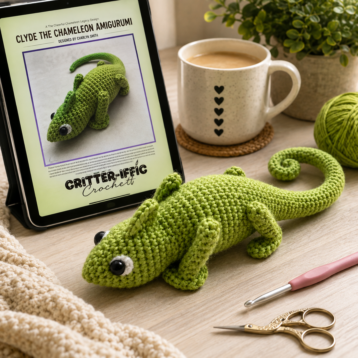 Clyde the Chameleon Amigurumi Crochet Pattern (Digital Download)