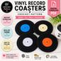 Vinyl Record Coasters Crochet Pattern | Retro Crochet Coaster Pattern | (Digital Download)