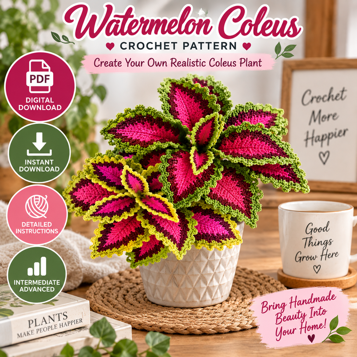 Watermelon Coleus Crochet Pattern (Digital Download)