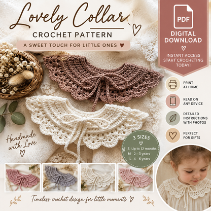 Lovely Collar Crochet Pattern | 3 Sizes | (Instant Digital Download)