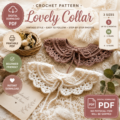 Lovely Collar Crochet Pattern, 3 Sizes | (Instant Digital Download)
