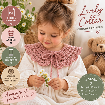 Lovely Collar Crochet Pattern | 3 Sizes | (Instant Digital Download)