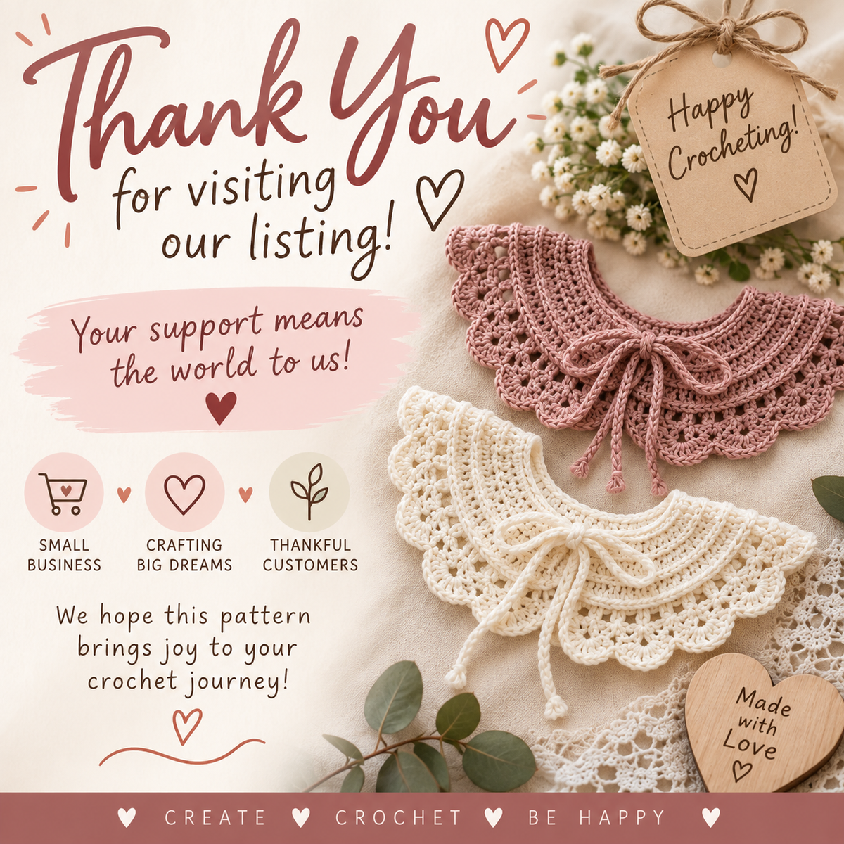 Lovely Collar Crochet Pattern | 3 Sizes | (Instant Digital Download)