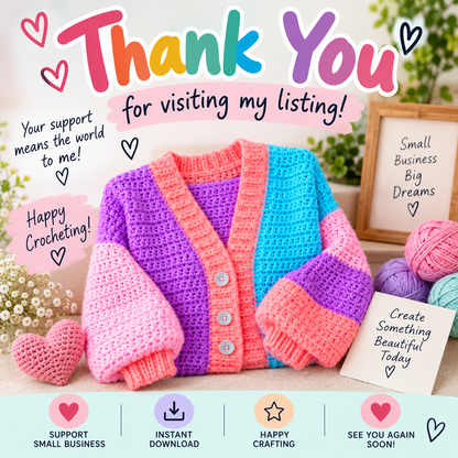 Colorblock Oversized Cardigan Crochet Pattern (XS–XXL Digital Download)