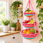 Kitchen Hanging Wall Crochet Pattern PDF | 3-Tier Hanging Fruit Basket (Digital Download)