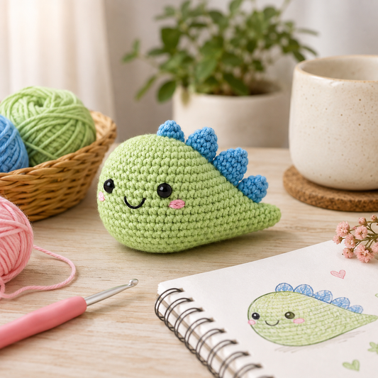 Colourful Mini Dino Crochet Pattern (Digital Download)