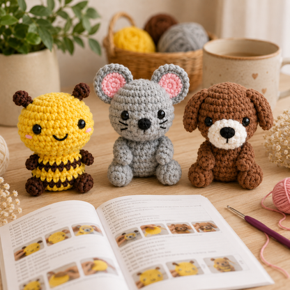 Bee Mouse Puppy Dog Crochet Patterns Bundle (Digital Download)