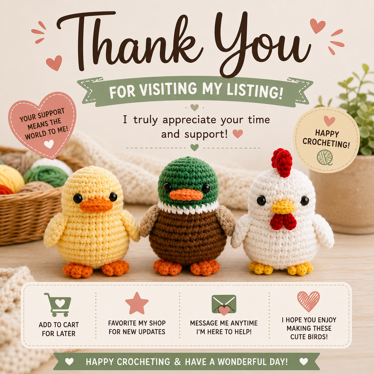 3-in-1 No Sew Bird Crochet Pattern Bundle PDF (Digital Download)