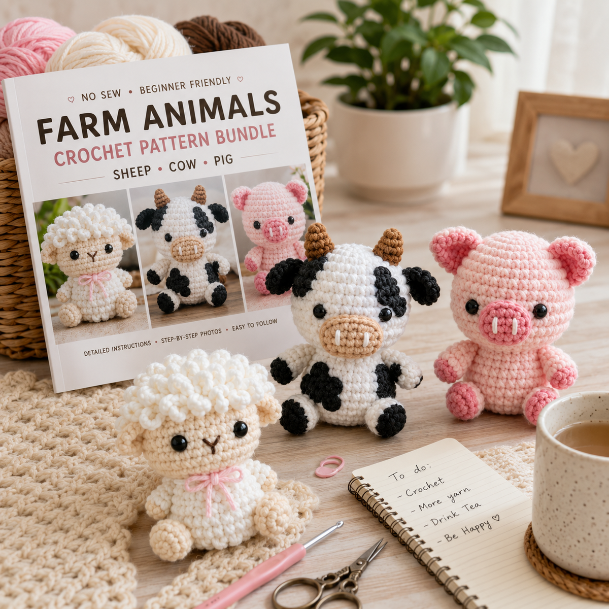 Farm Animals No-Sew Crochet Pattern Bundle (Digital Download)