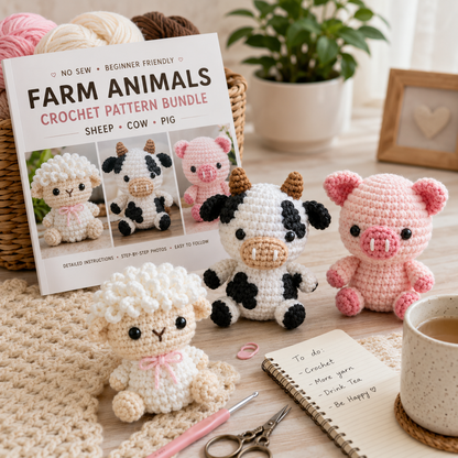 Farm Animals No-Sew Crochet Pattern Bundle (Digital Download)