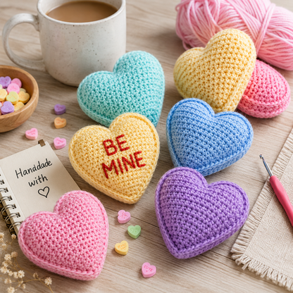 Conversation Candy Hearts Crochet Pattern (Instant Digital Download)