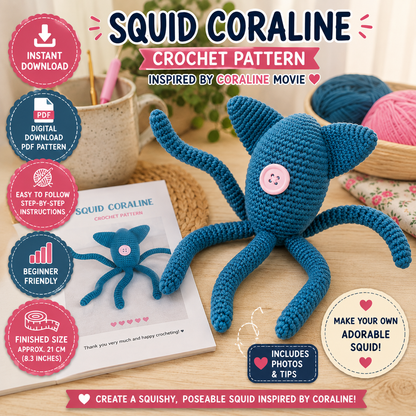 Squid Coraline Crochet Pattern (Digital Download)