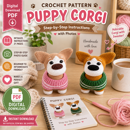 Puppy Corgi Crochet Pattern (Digital Download)