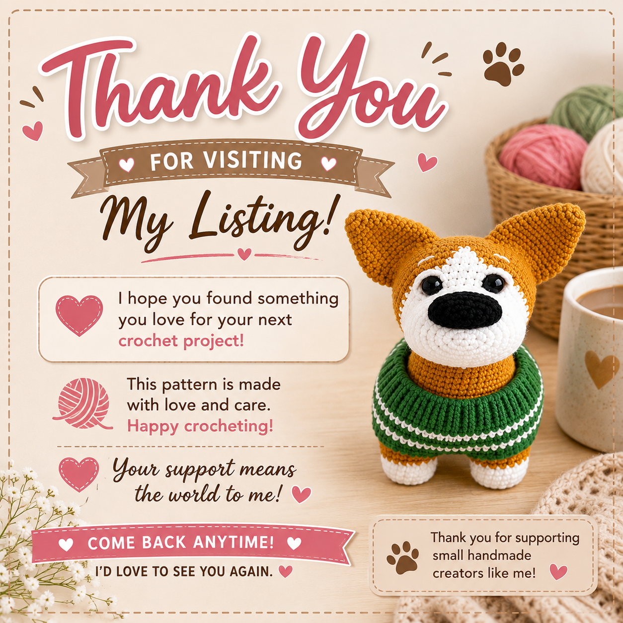 Puppy Corgi Crochet Pattern (Digital Download)