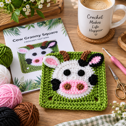 Cow Granny Square Crochet Pattern (Digital Download Crochet)