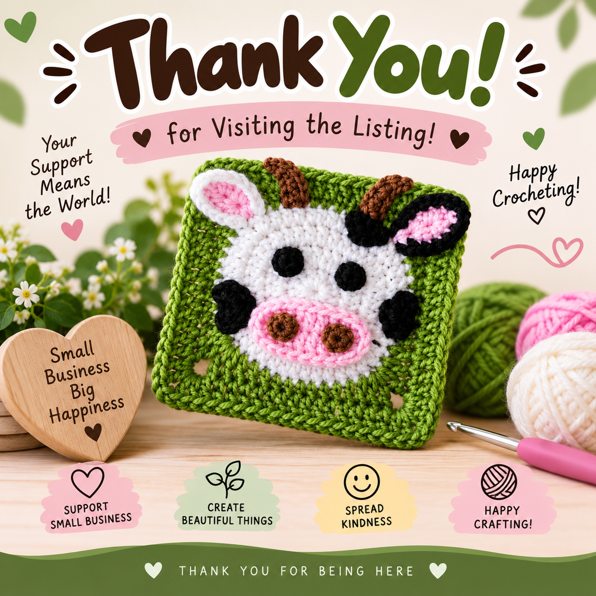 Cow Granny Square Crochet Pattern (Digital Download Crochet)