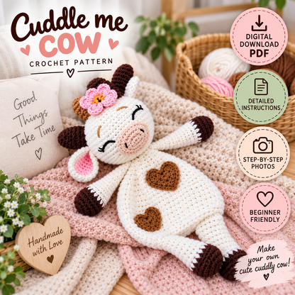 Cuddle Me Cow Crochet Pattern (Instant Digital Download)