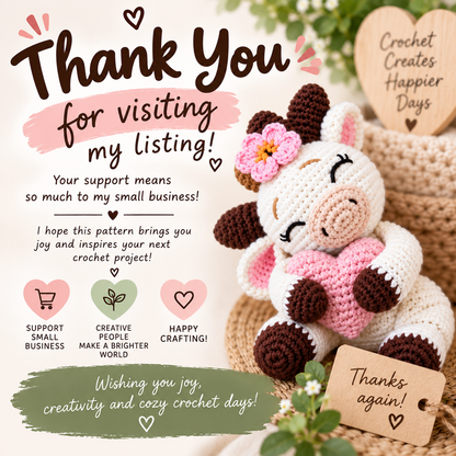 Cuddle Me Cow Crochet Pattern (Instant Digital Download)