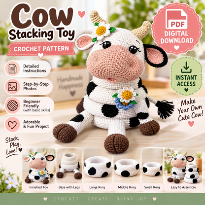 Cow Stacking Toy Crochet Pattern (Digital Download)