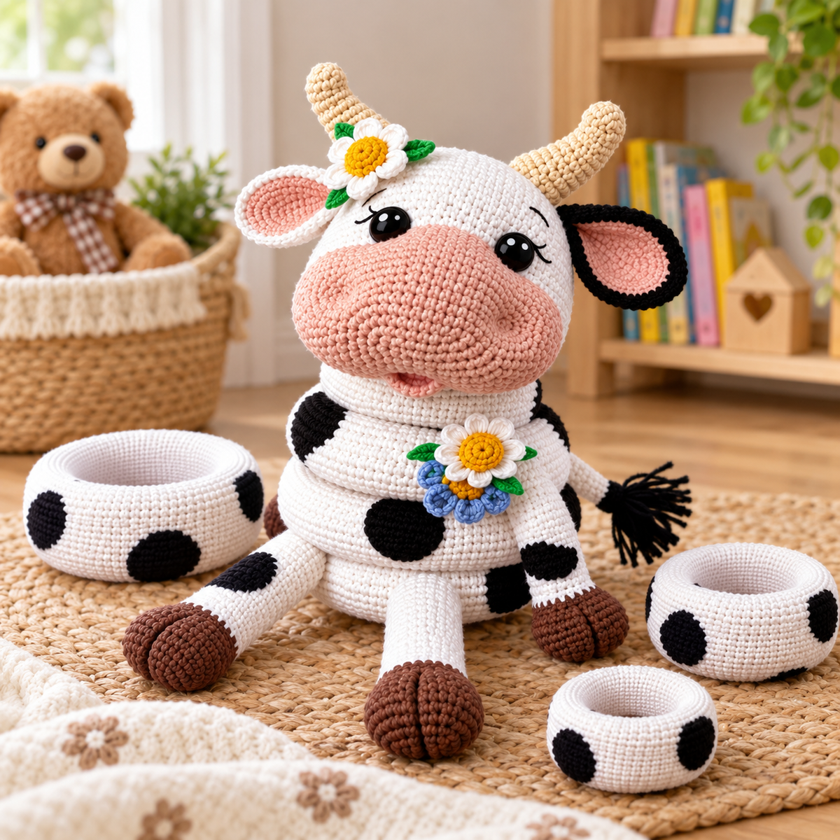 Cow Stacking Toy Crochet Pattern (Digital Download)