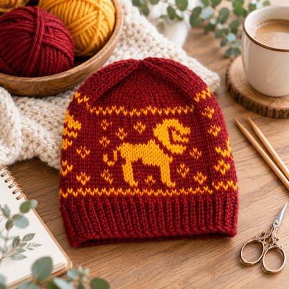 Lion Knit Hat Pattern (Instant Digital Download)