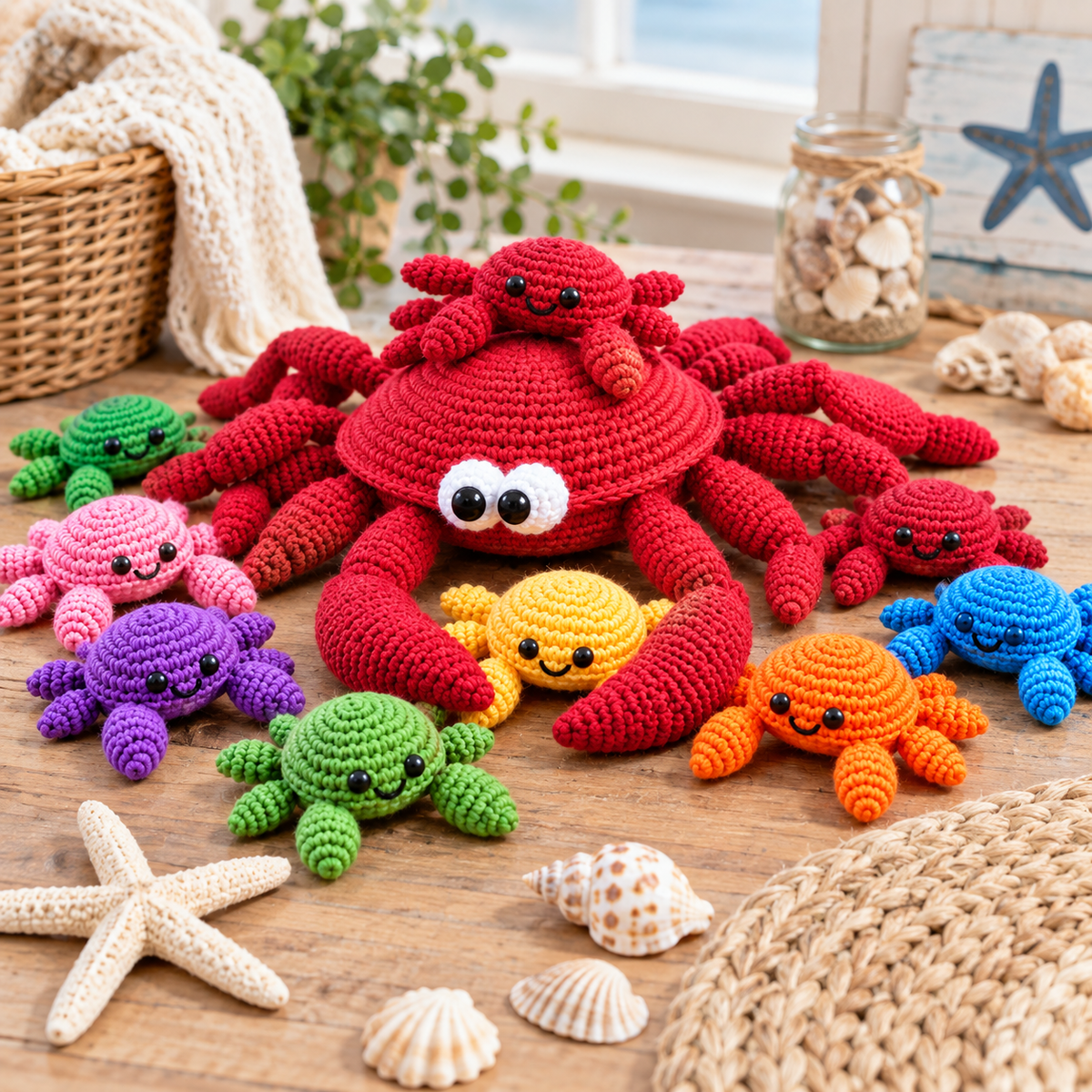 Crab Memory Game Crochet Pattern (Beginner Friendly Digital Download)
