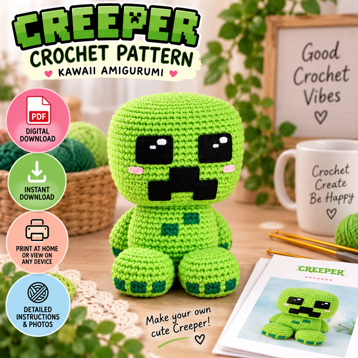 Creeper Crochet Pattern (Instant Digital Download)