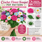 Crochet Flower Bouquet PDF Pattern | Rose, Daisy, Bud & Leaf (Digital Download)
