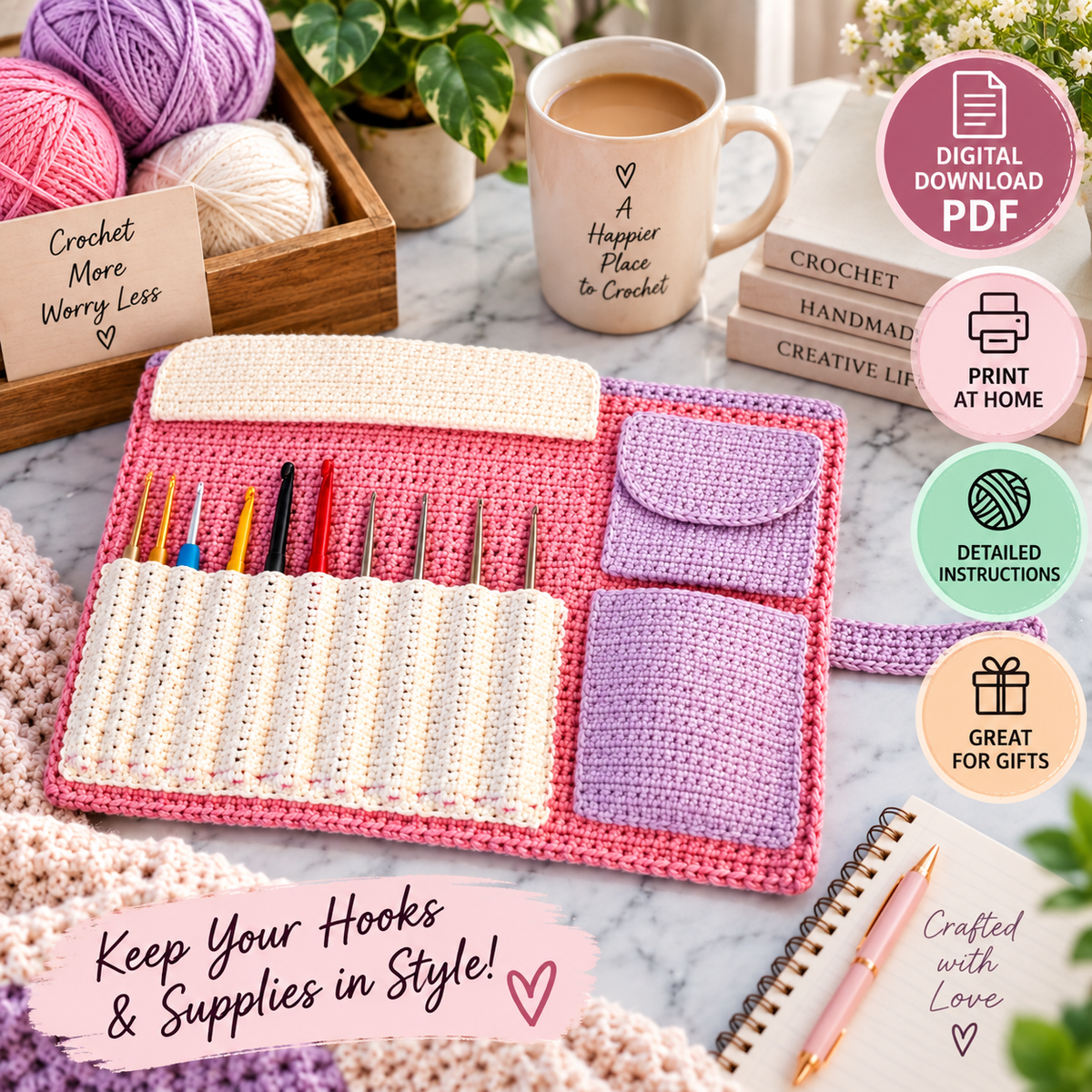 Crochet Hook Holder Pattern (Digital Download)