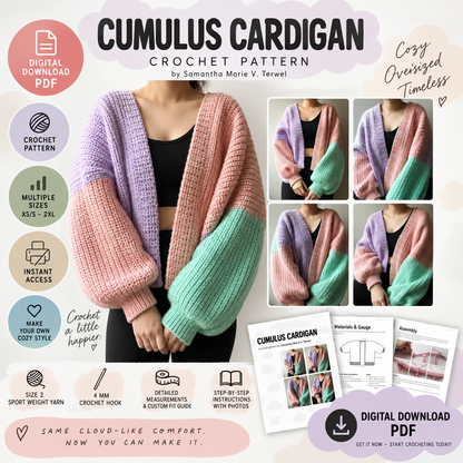 Cumulus Cardigan Crochet Pattern (Digital Download)