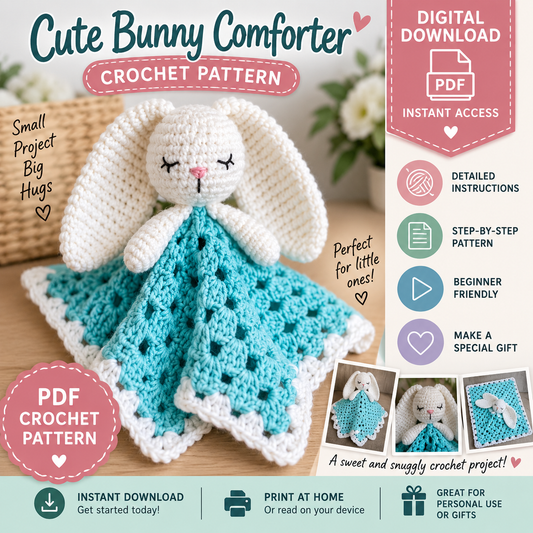 Cute Bunny Comforter Crochet Pattern (Digital Download)