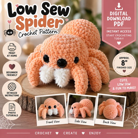 Low Sew Spider Crochet Pattern (Digital Download Crochet)