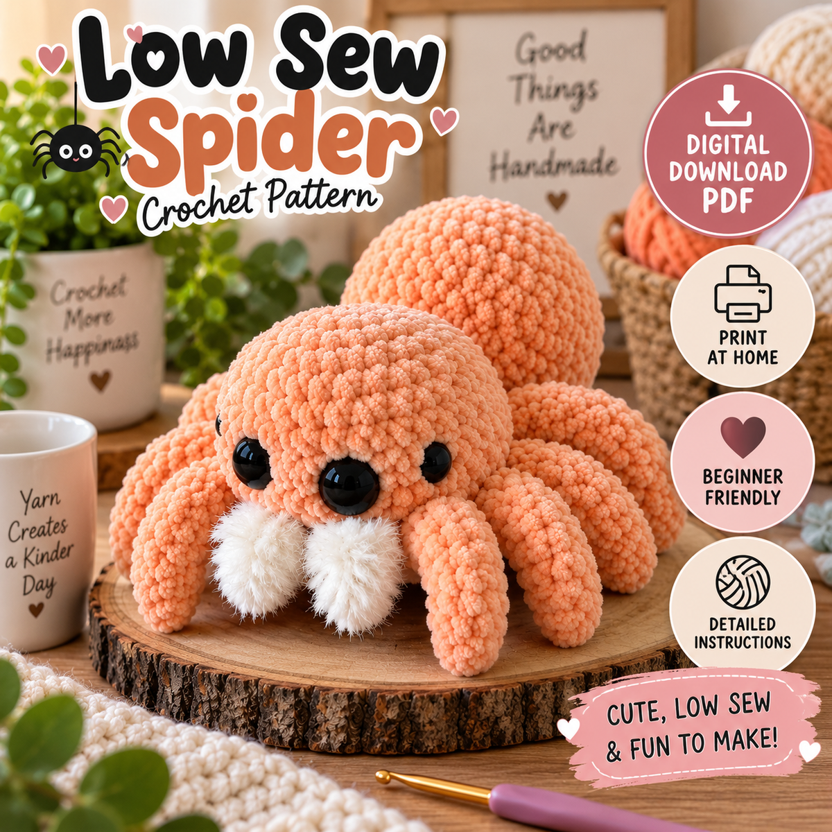 Low Sew Spider Crochet Pattern (Digital Download Crochet)