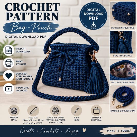Crochet Bag Pouch Pattern (Digital Download)